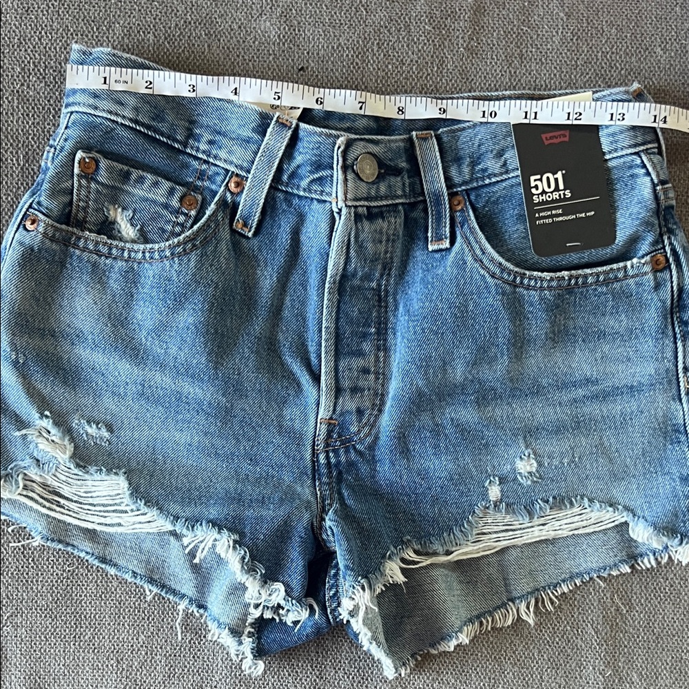Levi's Blue Distressed 501 Cutoff Jean Shorts